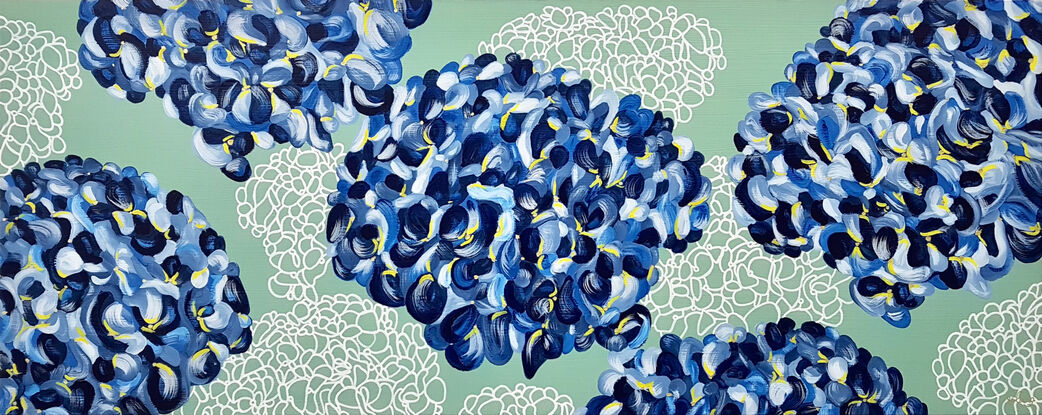 abstracted hydrangea blooms oversize flowers