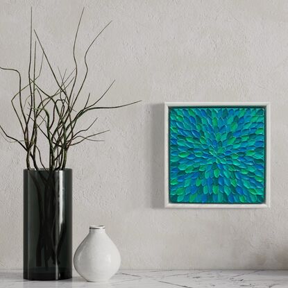 Blue navy teal turquoise abstract painting 