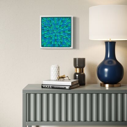 Blue navy teal turquoise abstract painting 