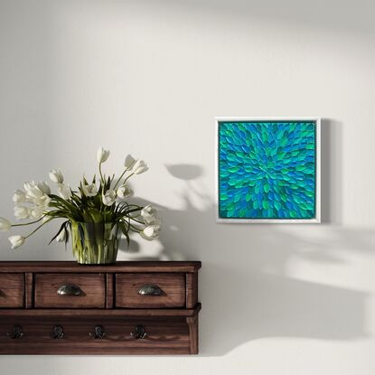 Blue navy teal turquoise abstract painting 