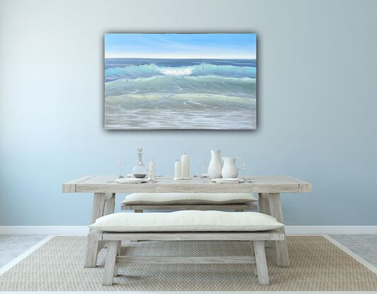 Large painting of the ocean waves in the Caribbean Sea