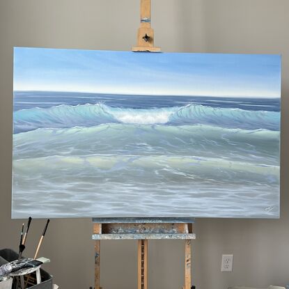 Large painting of the ocean waves in the Caribbean Sea