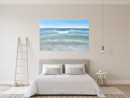 Large painting of the ocean waves in the Caribbean Sea