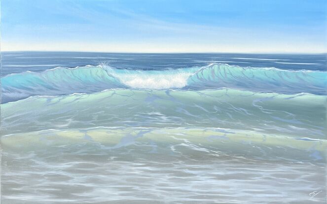 Large painting of the ocean waves in the Caribbean Sea