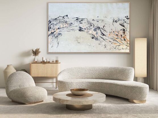 A large abstract painting of the Clark Gorge in 