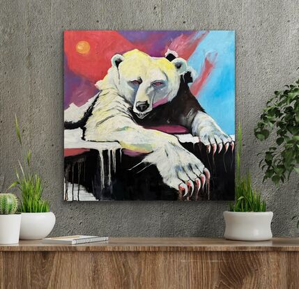 A pop art polar bear who happens to be an introvert.  It's just as well - he's got a grumpy side.