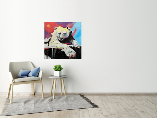 A pop art polar bear who happens to be an introvert.  It's just as well - he's got a grumpy side.