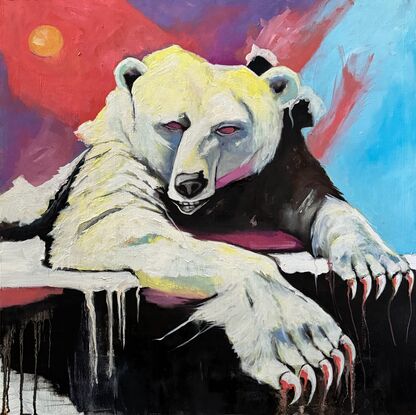 A pop art polar bear who happens to be an introvert.  It's just as well - he's got a grumpy side.