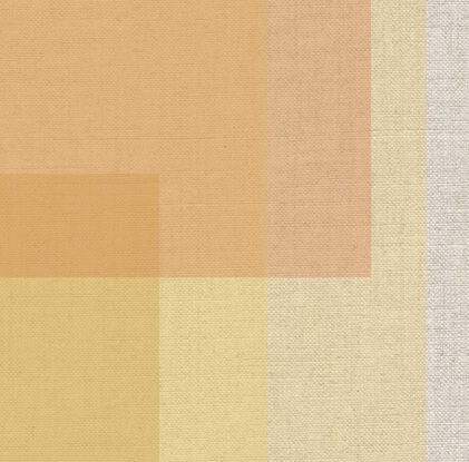 Digital artwork featuring a composition of overlapping squares and rectangles in a range of amber and beige tones. The shapes are neatly arranged against a linen-textured background, creating a sense of order and harmony. The colour palette is soft and earthy, evoking a calming atmosphere. The minimalist design emphasises geometric abstraction and balance