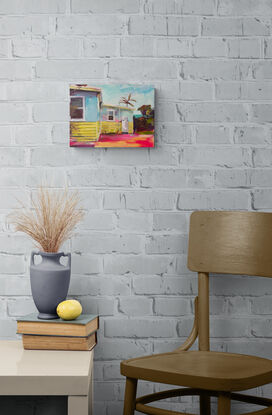 An original acrylic painting of a beach shack, colourfully put together using my artistic licence. 