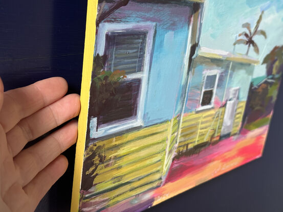 An original acrylic painting of a beach shack, colourfully put together using my artistic licence. 