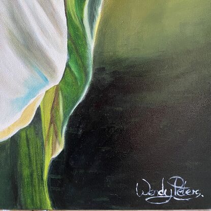 The light plays a key role in this painting. It bathes the tulip's petals, highlighting the delicate folds and textures, when the morning sun, casts a warm glow.
This isn't just a painting of a flower; it's a capture of a moment. A moment of quiet beauty, where the ordinary transcends into something extraordinary. The green tulip, bathed in light, becomes a symbol of resilience, of finding beauty in the unexpected.
