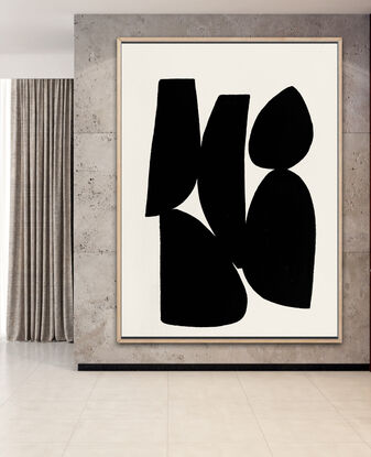 Extra large statement abstract art in Black on an off white background