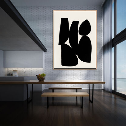 Extra large statement abstract art in Black on an off white background