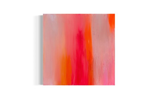 Neon orange and neon pink abstract with white sides.