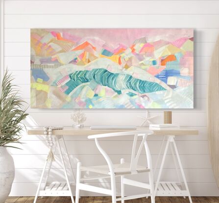 Pastel neon beach seascape painting