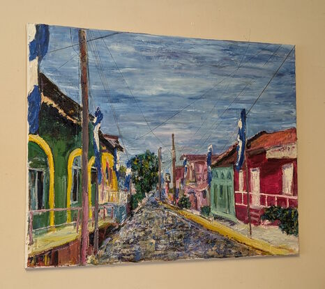 Oil Painting of a street in Moyogalpa Municipality in the Ometepe, Nicaragua inspired by the rich colours of Latin America with a impressionist influence.
