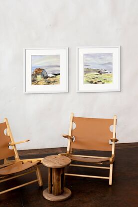 sienna coloured thatched roof draws attention to this small cottage high above the dramatic coastline of
Galway Bay on the Irish west coast. Softly captured in keeping with atmospheric conditions