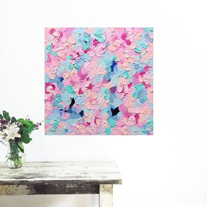 textured floral abstract in pink and bright green