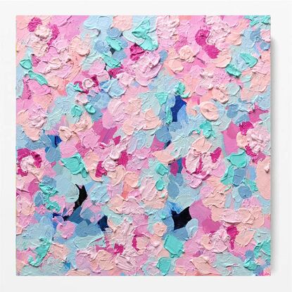 textured floral abstract in pink and bright green