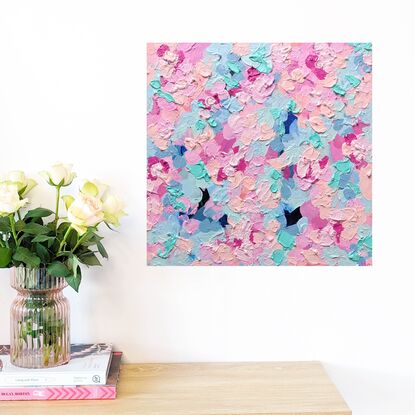 textured floral abstract in pink and bright green