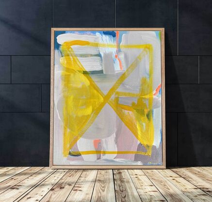 bright yellow abstract painting