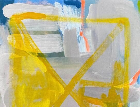 bright yellow abstract painting