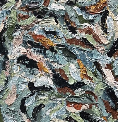 impasto deep greens and neutrals abstract 