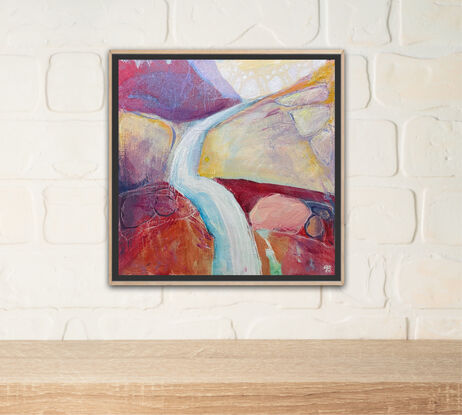 abstract painting of a waterfall