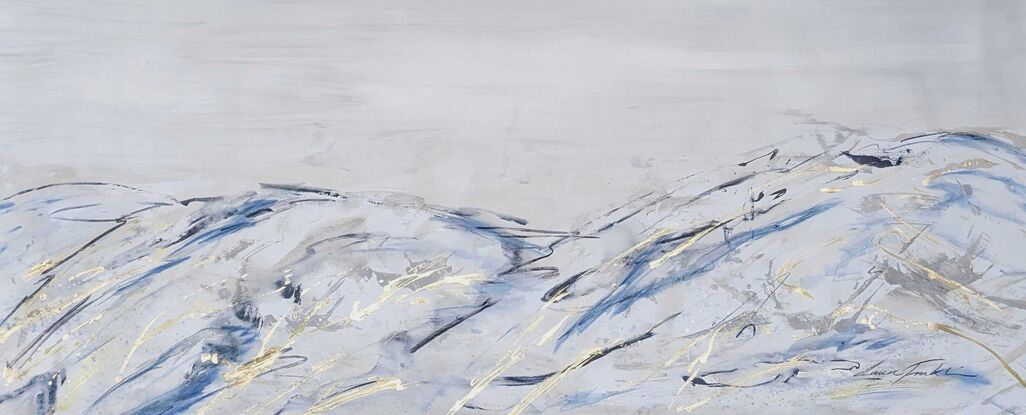 An abstract painting of the Australian outback in neutral colours 