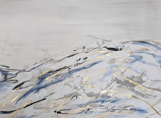 An abstract painting of the Australian outback in neutral colours 