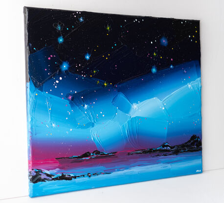 starry sky painting with a dynamic and bold colours of the night sky with energetic brushstrokes