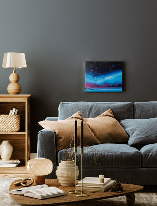 starry sky painting with a dynamic and bold colours of the night sky with energetic brushstrokes