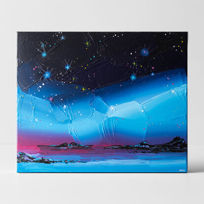 starry sky painting with a dynamic and bold colours of the night sky with energetic brushstrokes