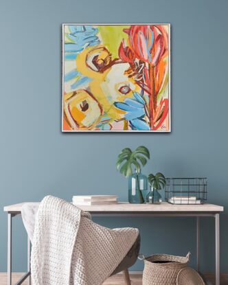 Contemporary floral, framed 