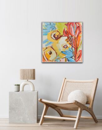 Contemporary floral, framed 