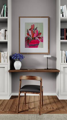 One of four larger works on paper included in my recent floral series. Living in the stunning Southern Highlands NSW, we are blessed with many beautiful gardens including smaller local gardens lining the local streets. I have amazing photographs of tulip beds in Leighton Gardens, the ideal inspiration for these vibrant, fun paintings.