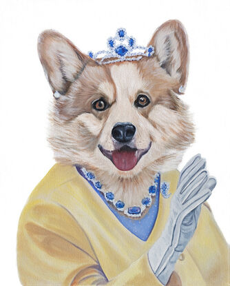 Corgi dressed as the Queen. 