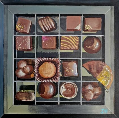 An open box of chocolates