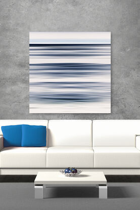 dark blue to lighter blue parallel lines referencing the ocean