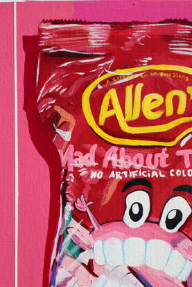 allens lolly teeth on pink