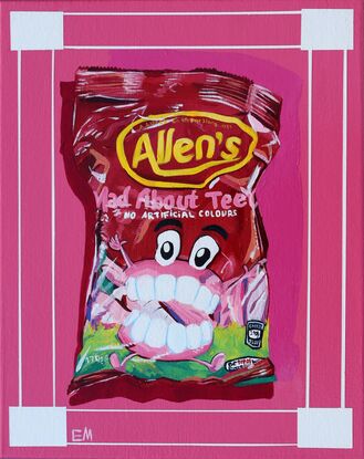 allens lolly teeth on pink