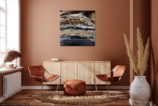 Earthy, dark tones of natural rock formations.