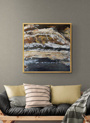 Earthy, dark tones of natural rock formations.