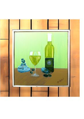 Still life study of a bottle of wine and glass