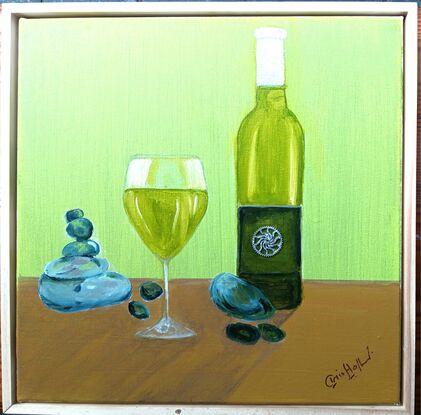 Still life study of a bottle of wine and glass