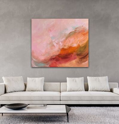 warm orange red pink abstract artwork