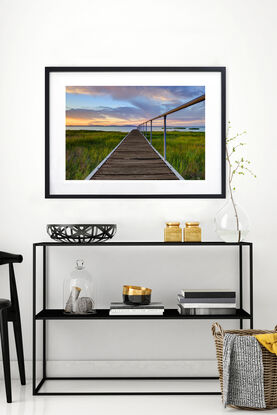 Timber jetty at sunset on Lake Colac