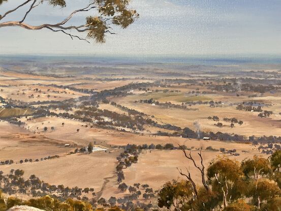 Rural view from lookout with rocks and trees