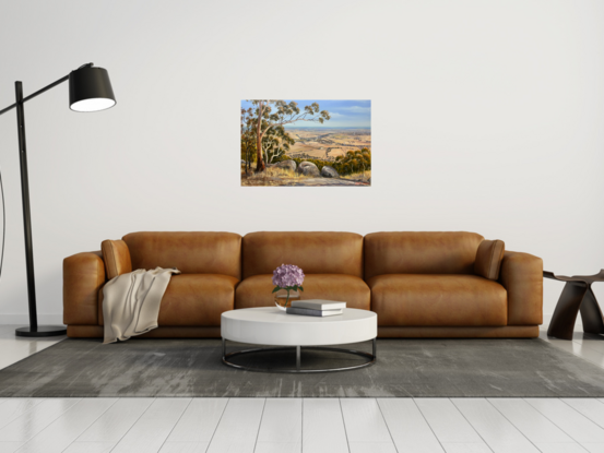 Rural view from lookout with rocks and trees